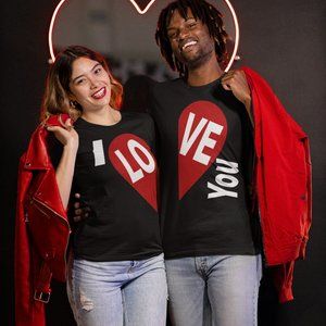 Valentin's Day Matching Black Tshirt Set of 2 tshirts